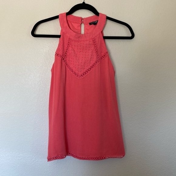 Papermoon tank top blouse women’s XS extra small pink lace high neck - Picture 1 of 6